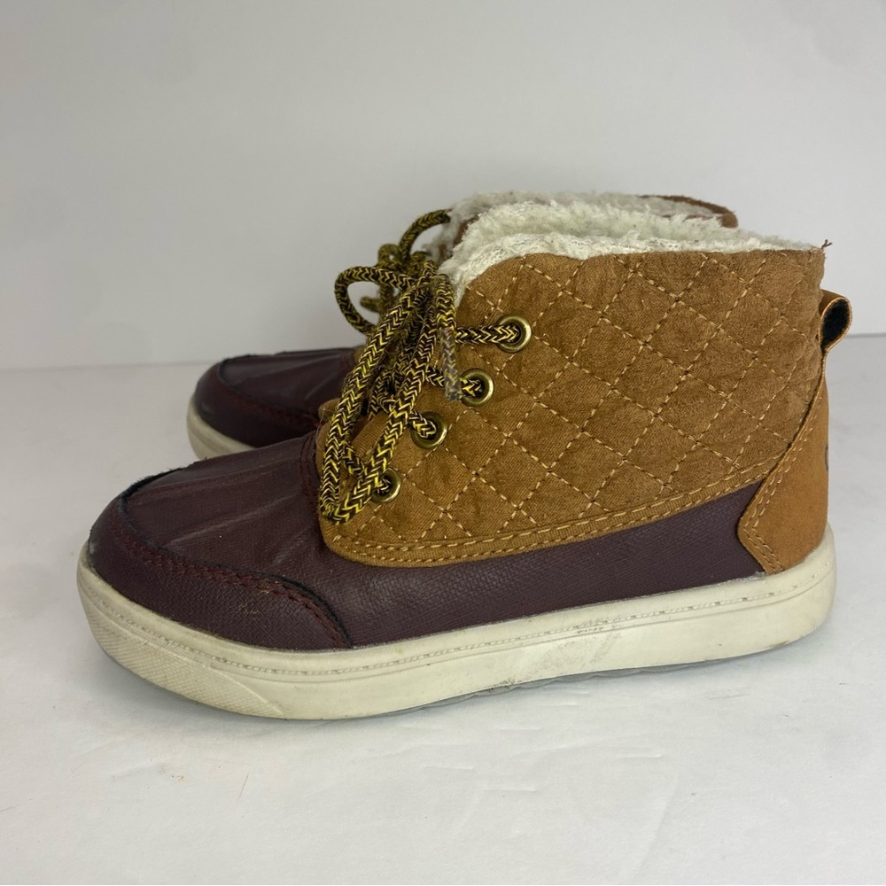 Oshkosh B'gosh Toddler Kids Duck Boots Tarin-B Brown Fabric and Rubber Size 11